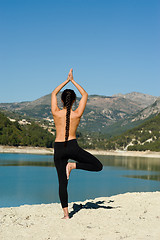 Image showing Early morning yoga