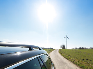 Image showing Car and wind turbine