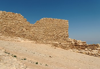 Image showing Wall of ancient fortress in the desert 