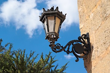 Image showing Retro street lantern on sky background