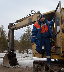 Image showing Machinist excavator in a good mood