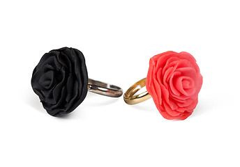 Image showing Rings of red and black roses. the product of a plastic clay