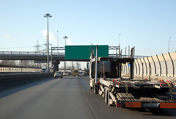 Image showing truck with a trailer on the highway