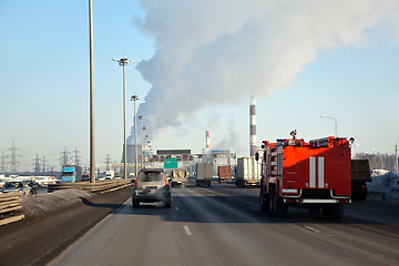 Image showing Fire engine rides on call