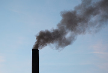 Image showing pipe coal-fired boiler emits black smoke