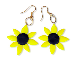 Image showing Earrings-sunflower of plastic clay