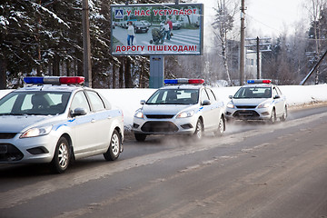 Image showing Police cars on the highway. 