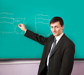 Image showing Young scientist giving a lecture