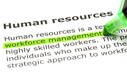 Image showing 'Workforce management' highlighted, under 'Human resources'