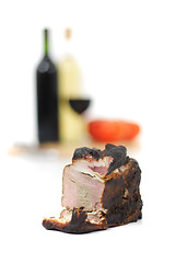 Image showing smoked meat and wine 