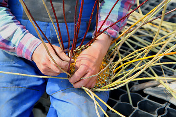 Image showing making traditional easter wicker basket 