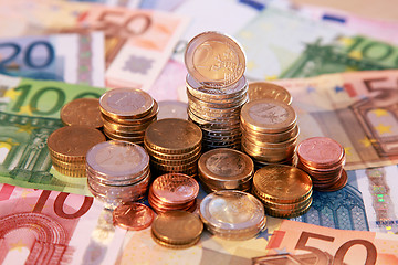 Image showing Euro coins and notes