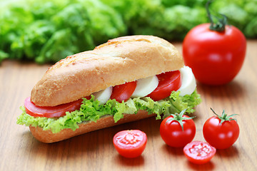 Image showing Sandwich with mozarella and tomatoes