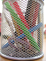 Image showing metal mesh desk tidy