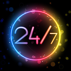 Image showing Neon 24/7 Rainbow Circle