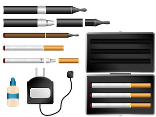 Image showing Electronic Cigarette Kit with Liquid, Charger and Case