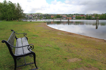 Image showing Stool by the beach.