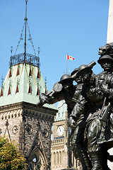 Image showing Detail of National War Memorial and Parliament of Canada in Otta