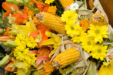 Image showing Flowers and corn bouquet
