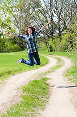 Image showing woman in jump