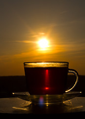 Image showing Tea drinking on sunset