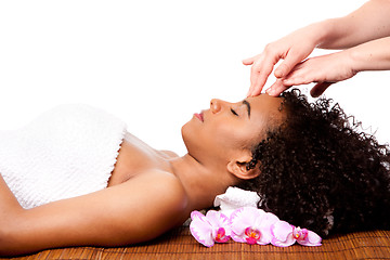 Image showing Facial massage in beauty spa