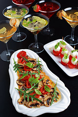 Image showing Appetizers with drinks for guests