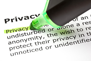 Image showing 'Privacy' highlighted in green