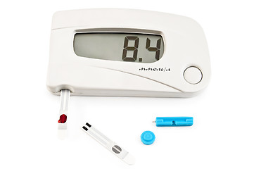 Image showing Glucometer white with stripes and needle