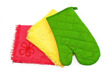 Image showing Kitchen towels and potholder