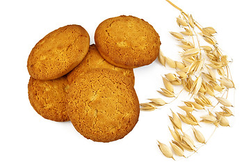 Image showing Oatmeal cookies with a stem of oats