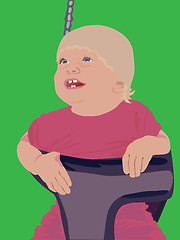 Image showing baby is sitting on the swing