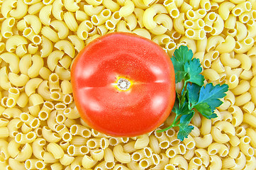 Image showing Pasta with whole tomato and parsley