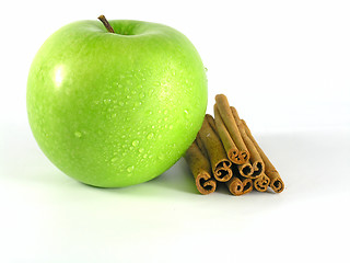 Image showing green apple with cinnamon