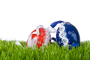 Image showing easter eggs in grass