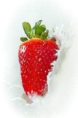 Image showing strawberry splashing into milk