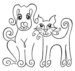 Image showing Dog and cat