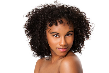 Image showing Beauty female face with curly hair