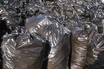 Image showing pile of black garbage bags