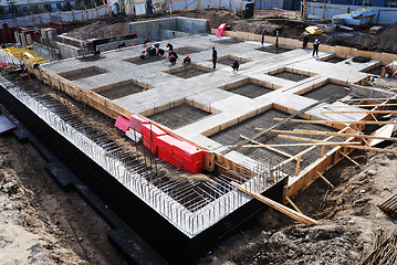 Image showing construction of concrete foundation of building