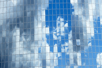 Image showing Sky reflected in skyscrapers windows