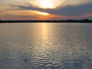 Image showing sunset lake