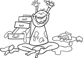 Image showing baby boy and mess for coloring book