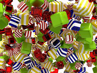 Image showing Colorful Abstract cubic shapes or bonbons isolated 