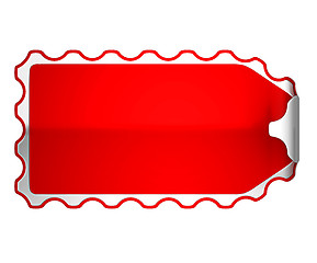 Image showing  Red jagged bent sticker or label 