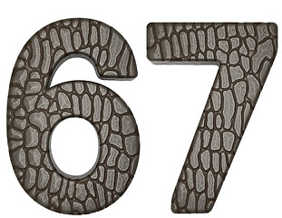 Image showing Alligator skin font 6 7 digits 