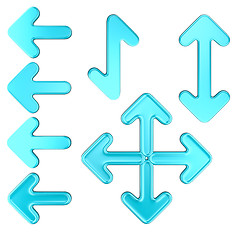 Image showing Cyan arrows set isolated 