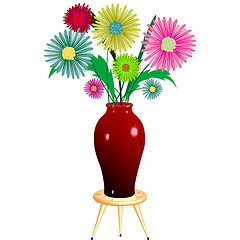 Image showing flowers arrangement with wooden chair