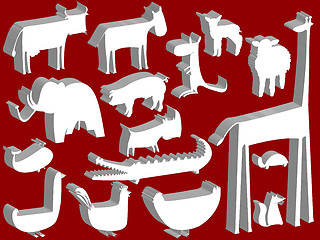 Image showing animal figurines over red background