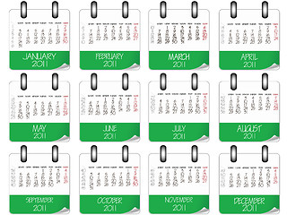 Image showing green and white paper calendar 2011